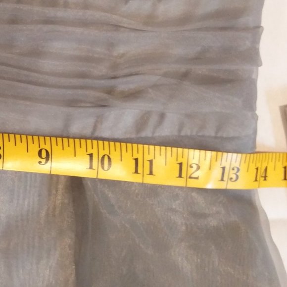 David's Bridal Silver Grey Organza Strapless Midi Dress Size 2 - Picture 8 of 10